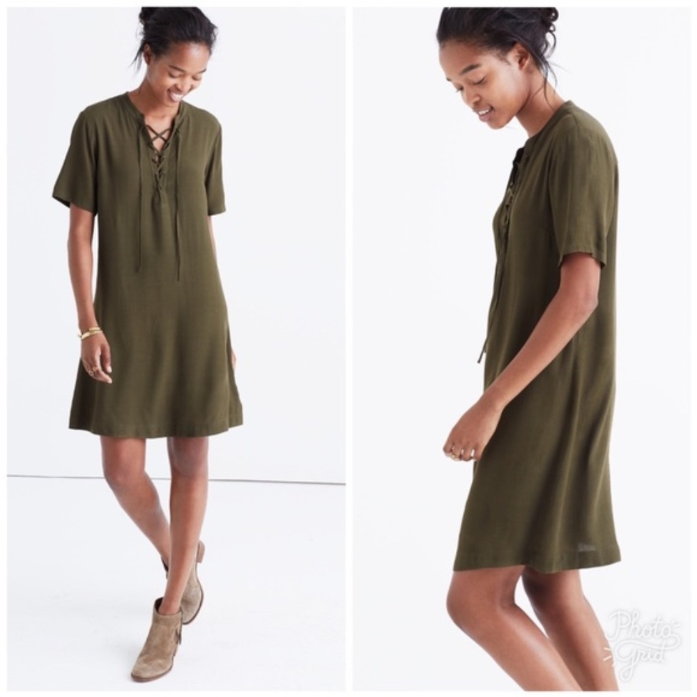 Madewell Novella Dress XS Moss Green